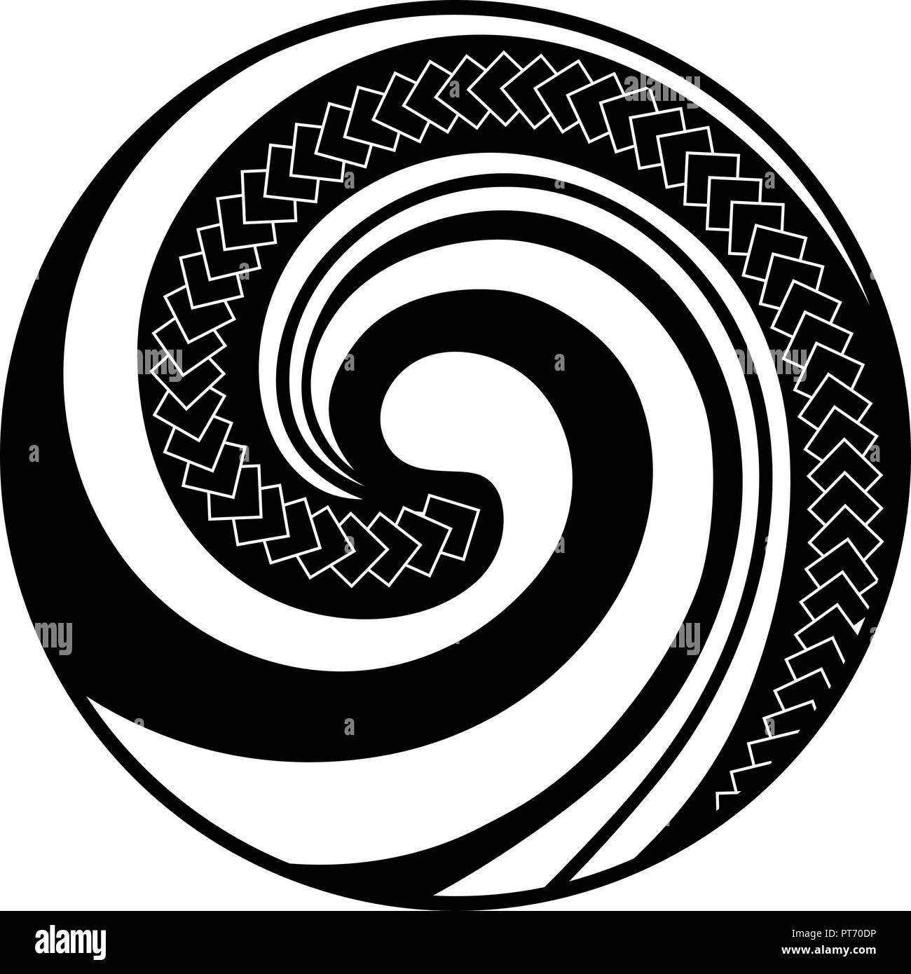 Koru. Maori Symbol ist eine spiralförmige Form auf der Grundlage von Silver fern Wedel Stock Vektor