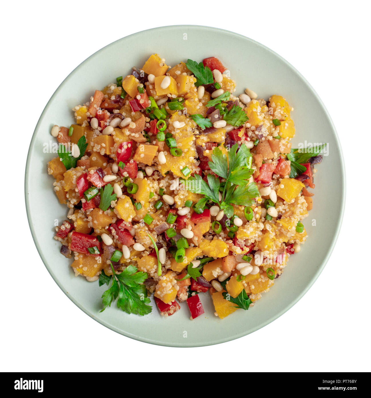 Kürbis und Quinoa Salat isoliert Stockfoto