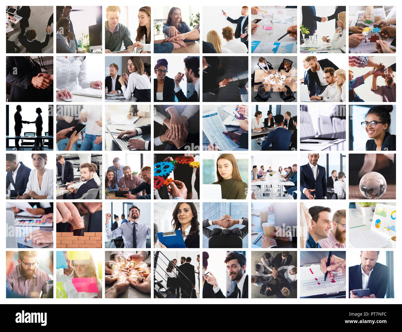 Business Collage mit Szene von Geschäft Person bei der Arbeit Stockfoto