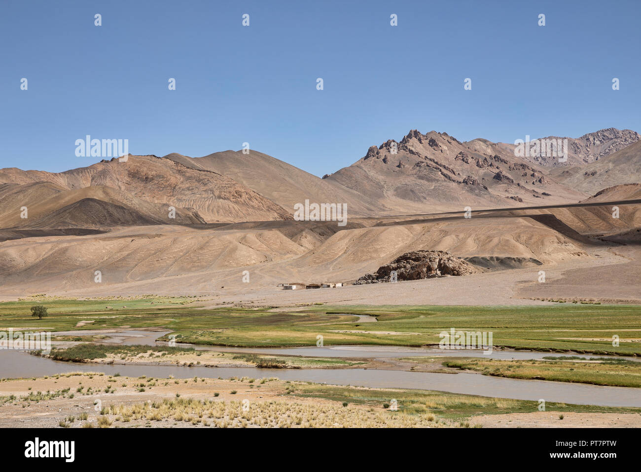 Madyan Tal und die murghab (ELTE) Fluss durch das Tal fliesst, murghab Bezirk, Pamir, Gorno Badakhshan, Tadschikistan Stockfoto