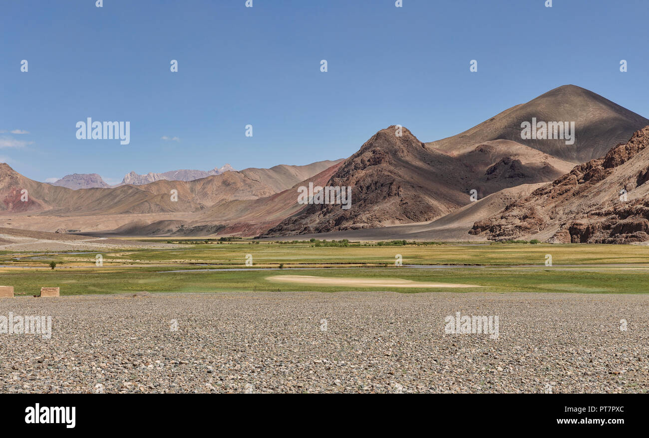 Madyan Tal und die murghab (ELTE) Fluss durch das Tal fliesst, murghab Bezirk, Pamir, Gorno Badakhshan, Tadschikistan Stockfoto