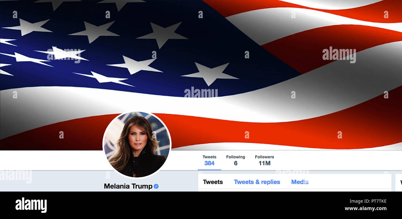 Die offizielle Twitter Seite für Melania Trump, First Lady der Vereinigten Staaten von Amerika Stockfoto