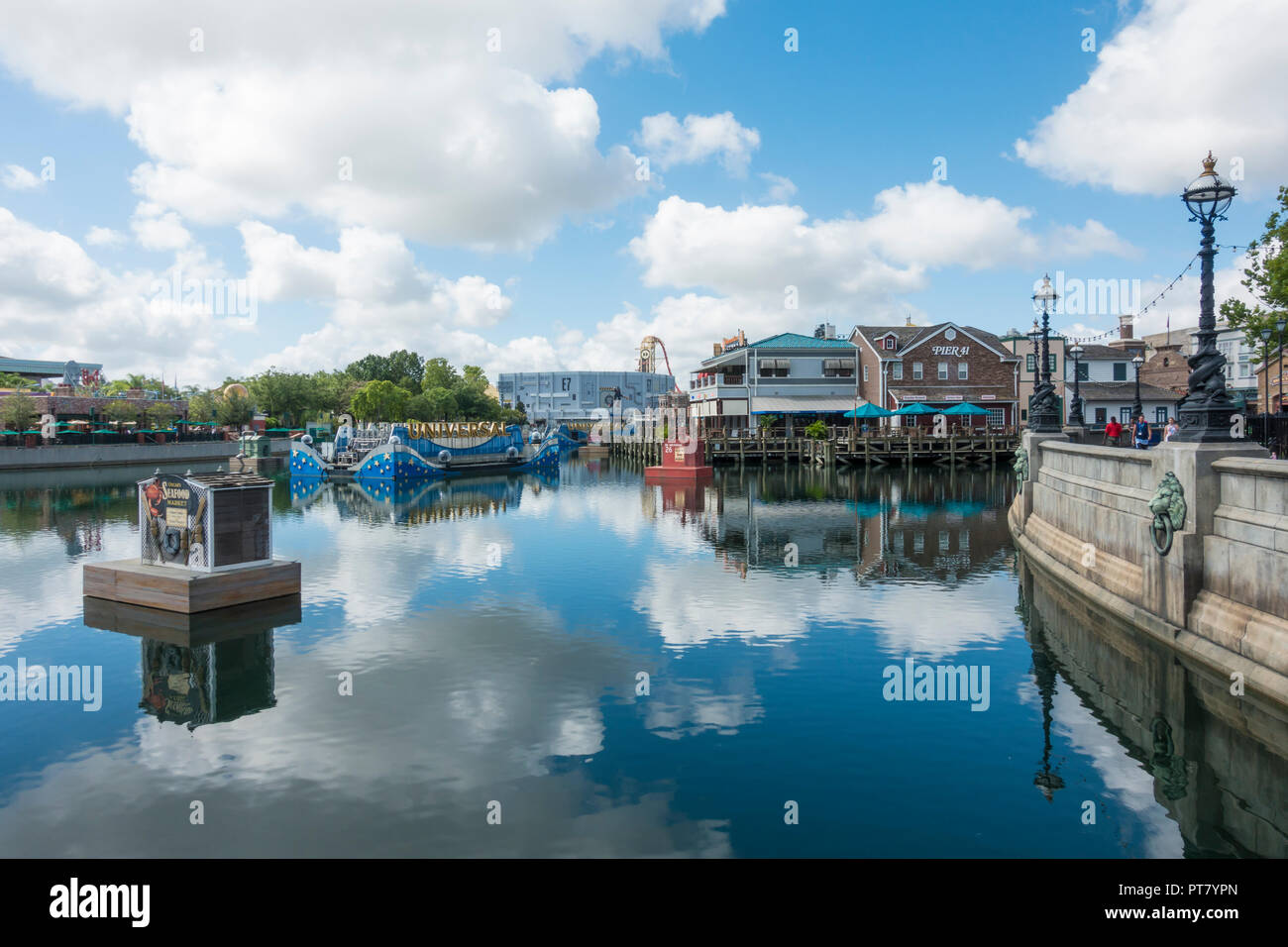 Die Lagune in den Universal Studios Florida, Orlando. Stockfoto