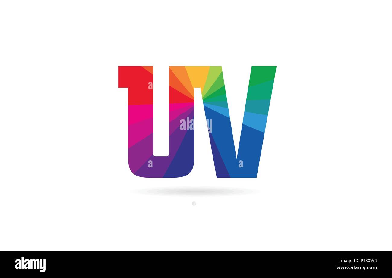 Buchstaben uv u v logo Kombination Design mit Regenbogen Farben geeignet für ein Unternehmen oder ein Geschäft Stock Vektor