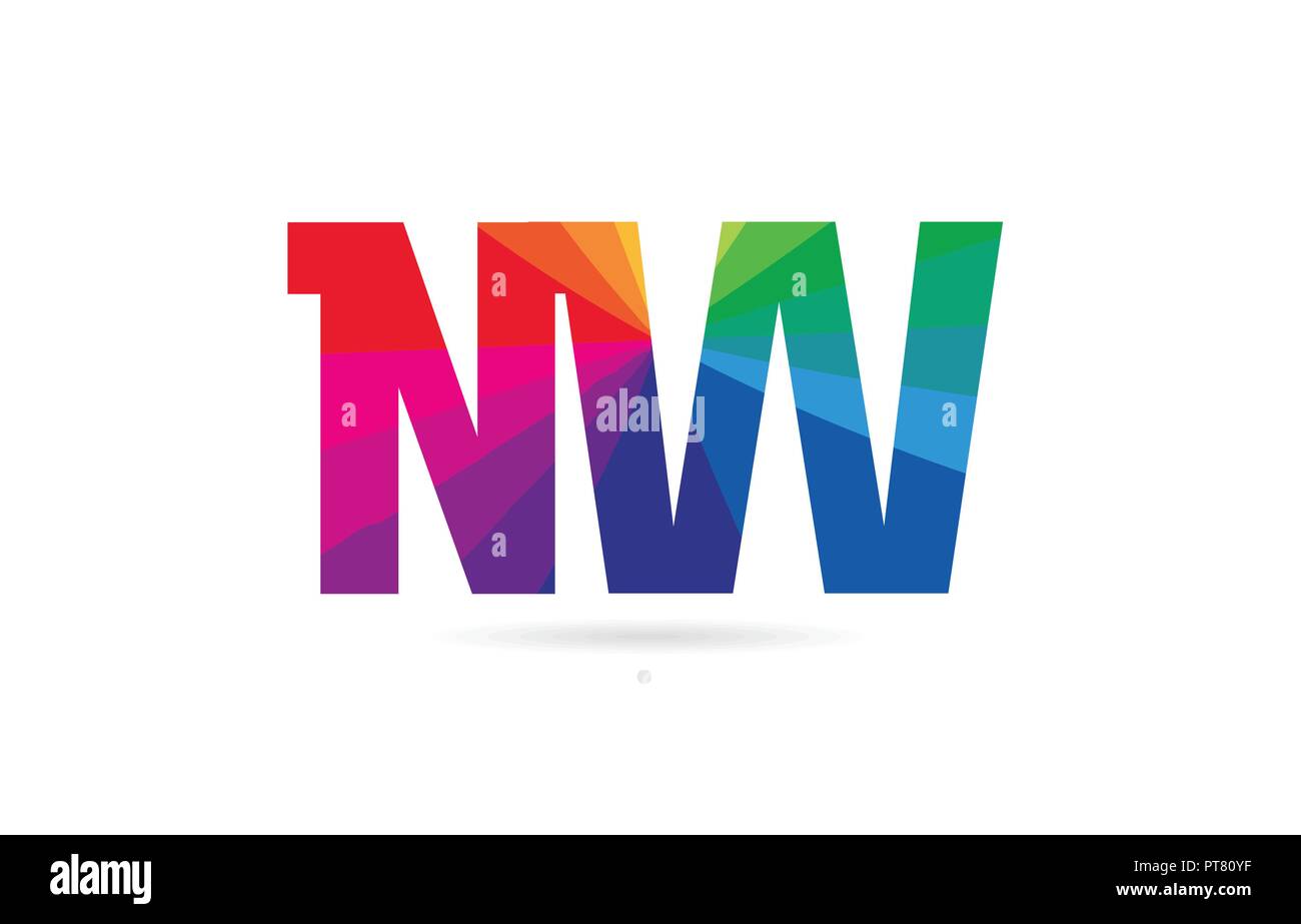 Buchstaben nw n w logo Kombination Design mit Regenbogen Farben geeignet für ein Unternehmen oder ein Geschäft Stock Vektor