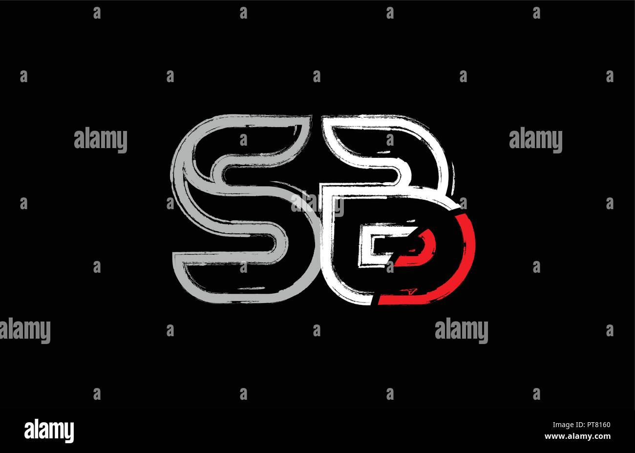Grunge Buchstaben Kombination sb s b Logo Design in Weiß Rot und Schwarz Farben geeignet für ein Unternehmen oder ein Geschäft Stock Vektor