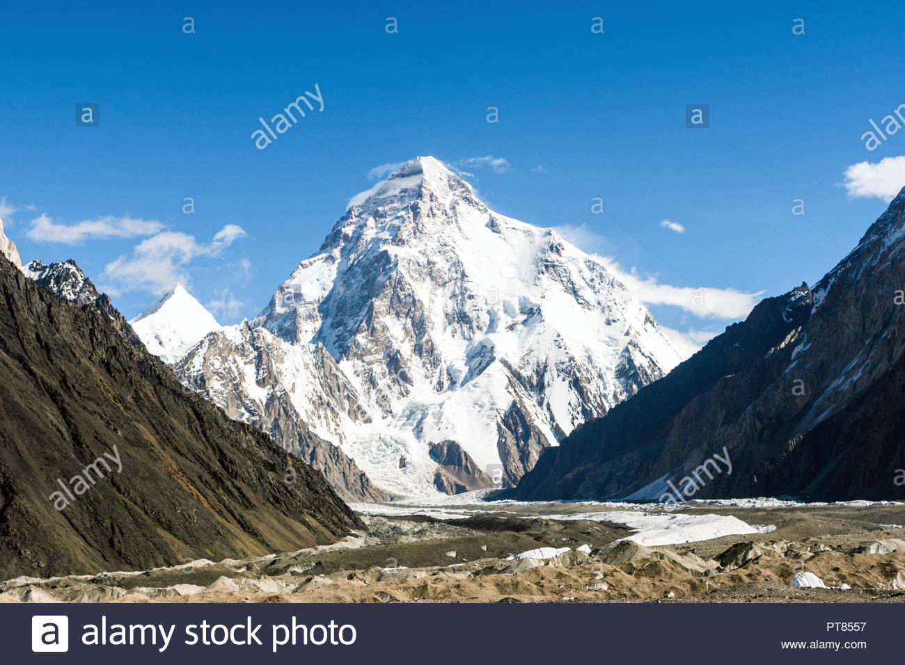 Blick Auf Den K2 Berg Mit Angelus Peak Und Godwin Austen Gletscher Von Concordia Karakorum Pakistan Stockfotografie Alamy