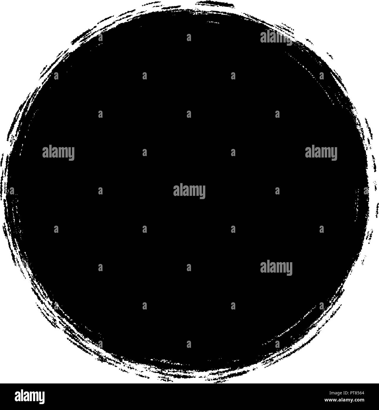 Vektor Pinselstrich Kreis grunge Herkunft. runde Pinselstrich schwarze Texturen auf weißem Hintergrund. Tinte splash Banner künstlerische Abbildung Stock Vektor