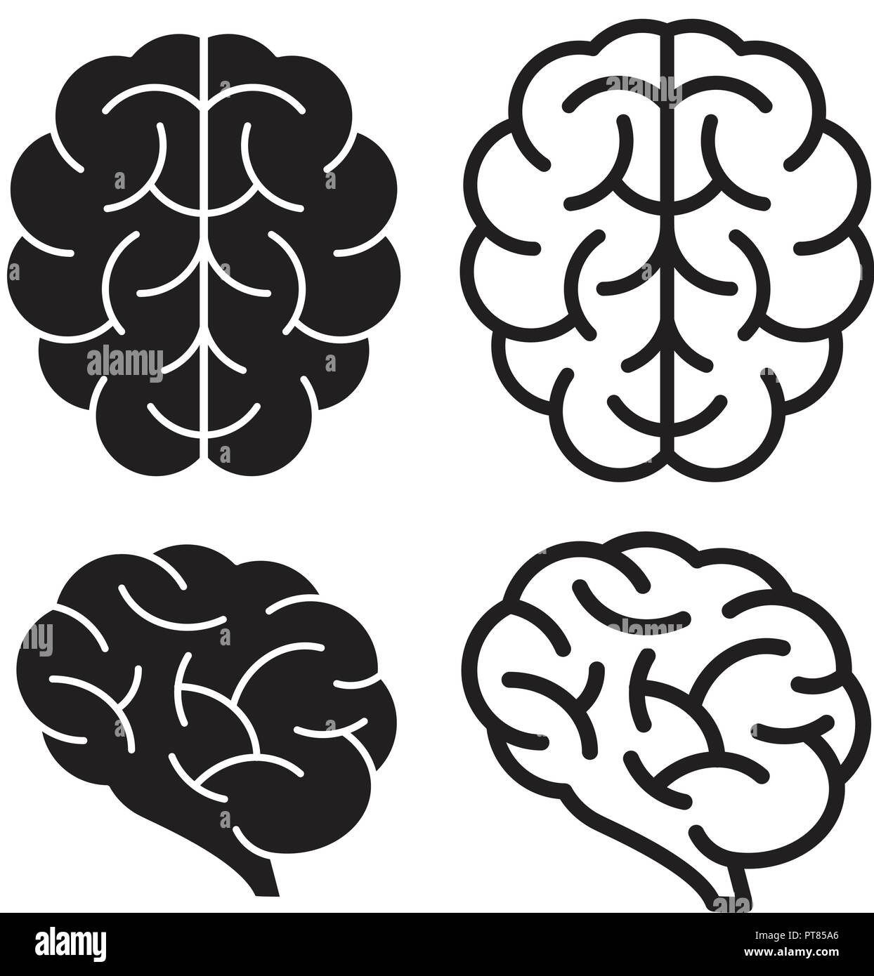 Vektor menschliche Gehirn Symbole auf dem weißen Hintergrund für Psychologie Gesundheit Illustrationen isoliert. dünne Linie Gehirn gyrus Design Stock Vektor