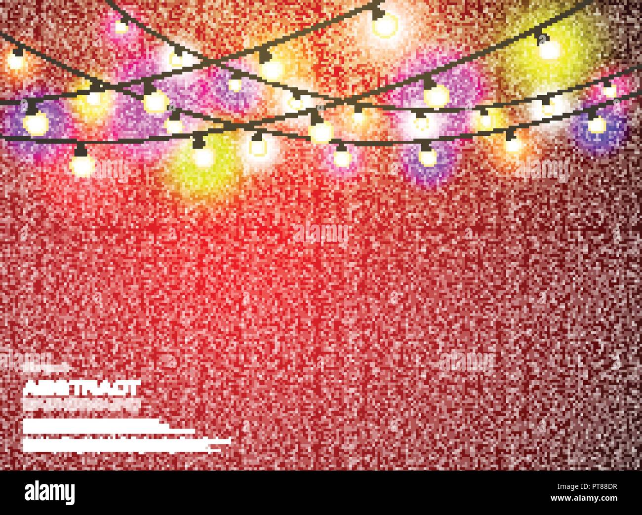 Bunte Lampen Dekoration auf gradient red christmas background, Vector EPS 10. Stock Vektor