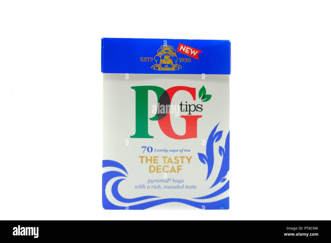 Largs, Schottland, Großbritannien - 04 Oktober, 2018: PG Tips Branded Tee in recycelbaren Karton und im Einklang mit aktuellen UK Richtlinien. Stockfoto