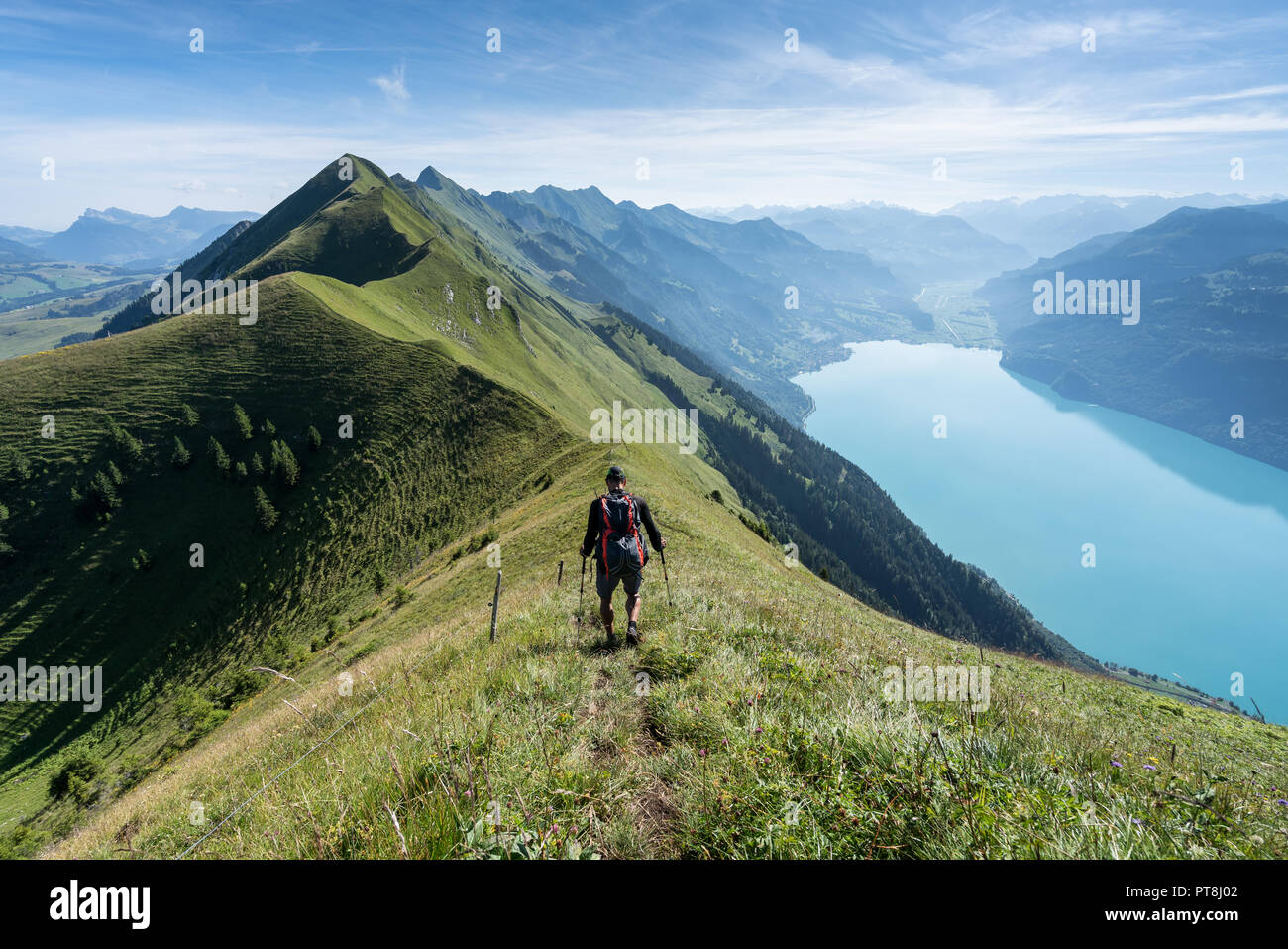 Wandern auf den Hardergrat ridge und Route, Interlaken, Schweiz, EU Stockfoto