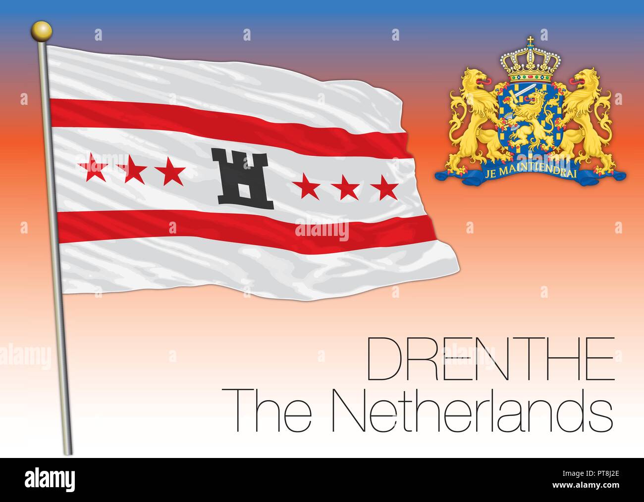 Regionale Flagge Drenthe, Niederlande, Europäische Union, Vektor, Abbildung Stock Vektor