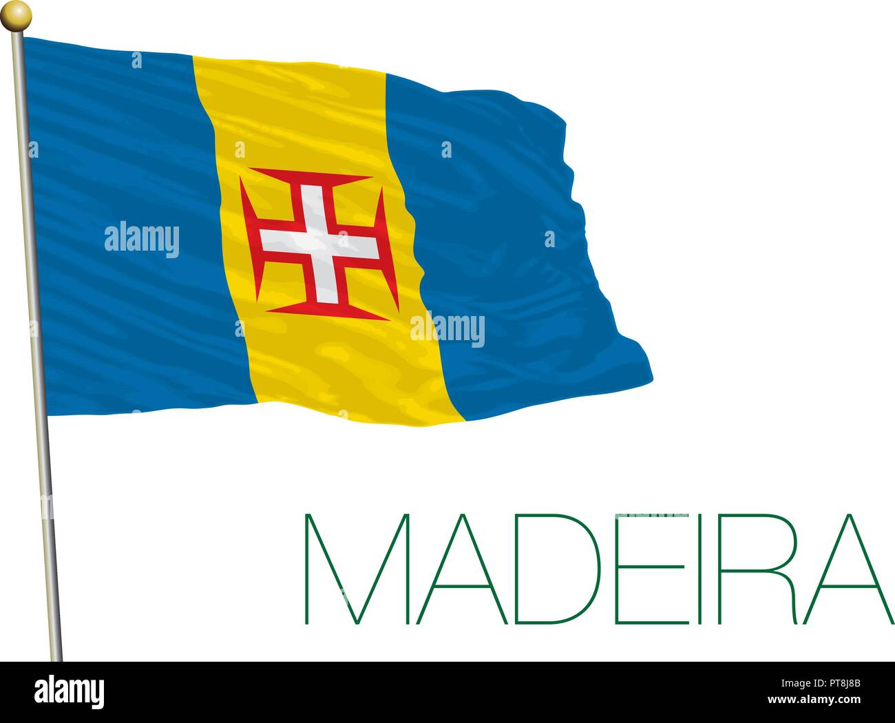 Madeira Inseln Flagge, Portugal, Vektor, Abbildung Stock Vektor