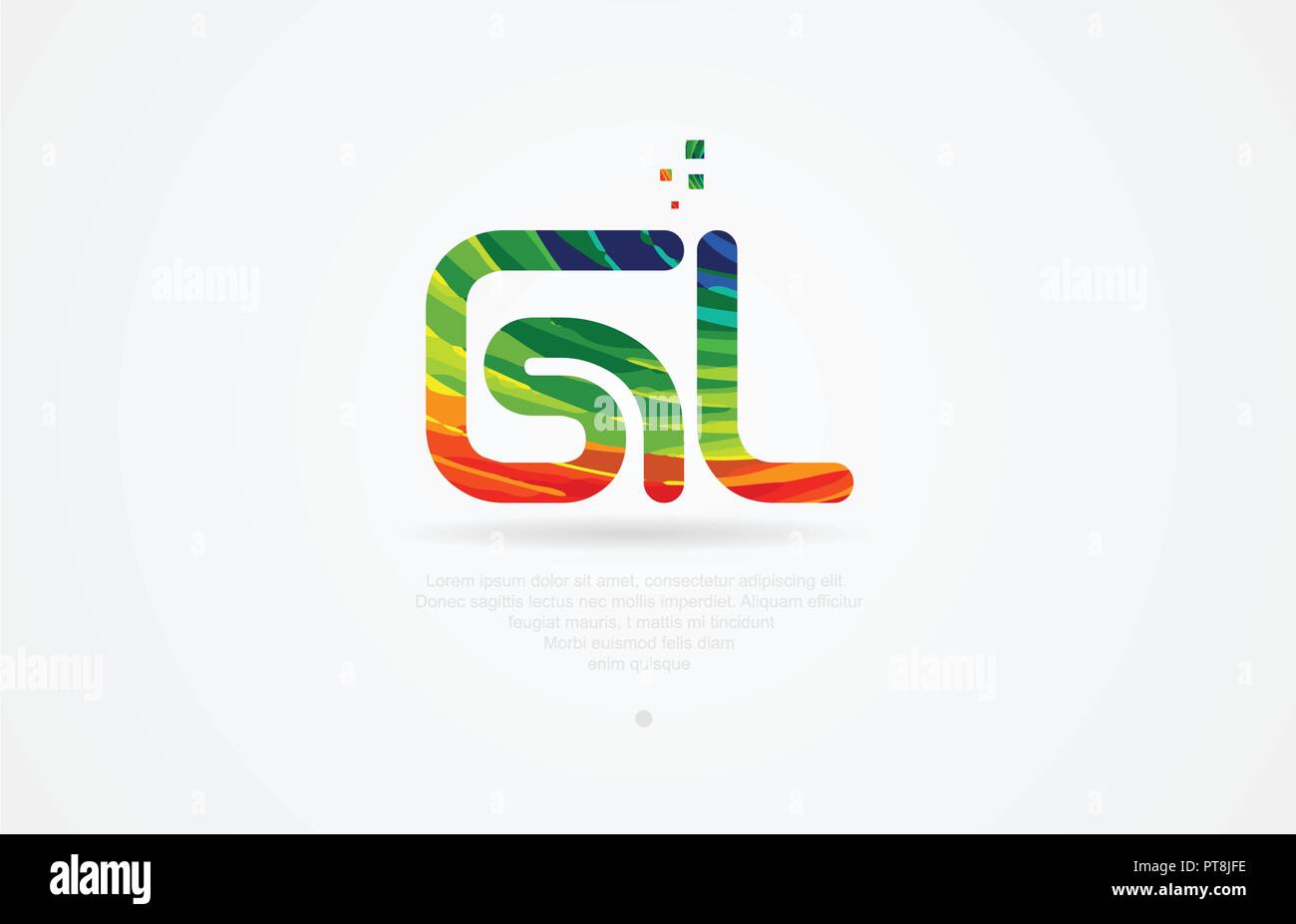 Gl g l Buchstaben logo Symbol Kombination Design mit Regenbogen Farbe Stock Vektor