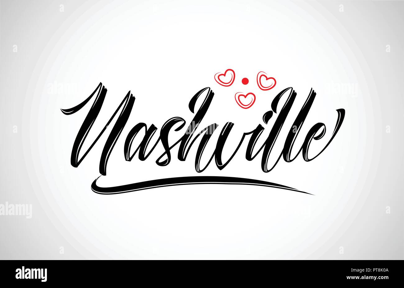 Nashville city text Design mit roten Herzen typografischen Icon Design Geeignet für touristische Förderung Stock Vektor