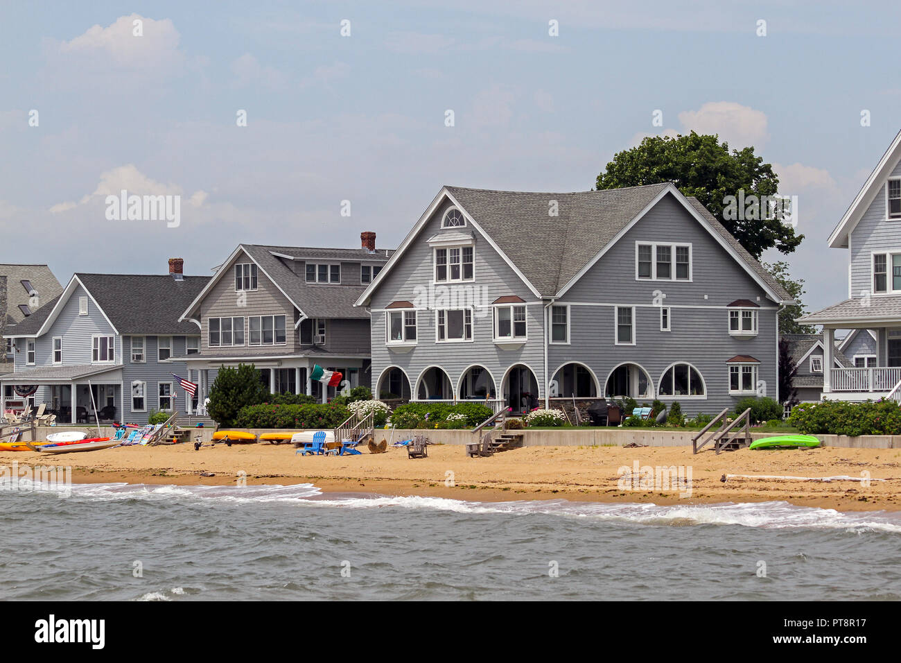 Beachfront Häuser in Madison, Connecticut, USA Stockfoto
