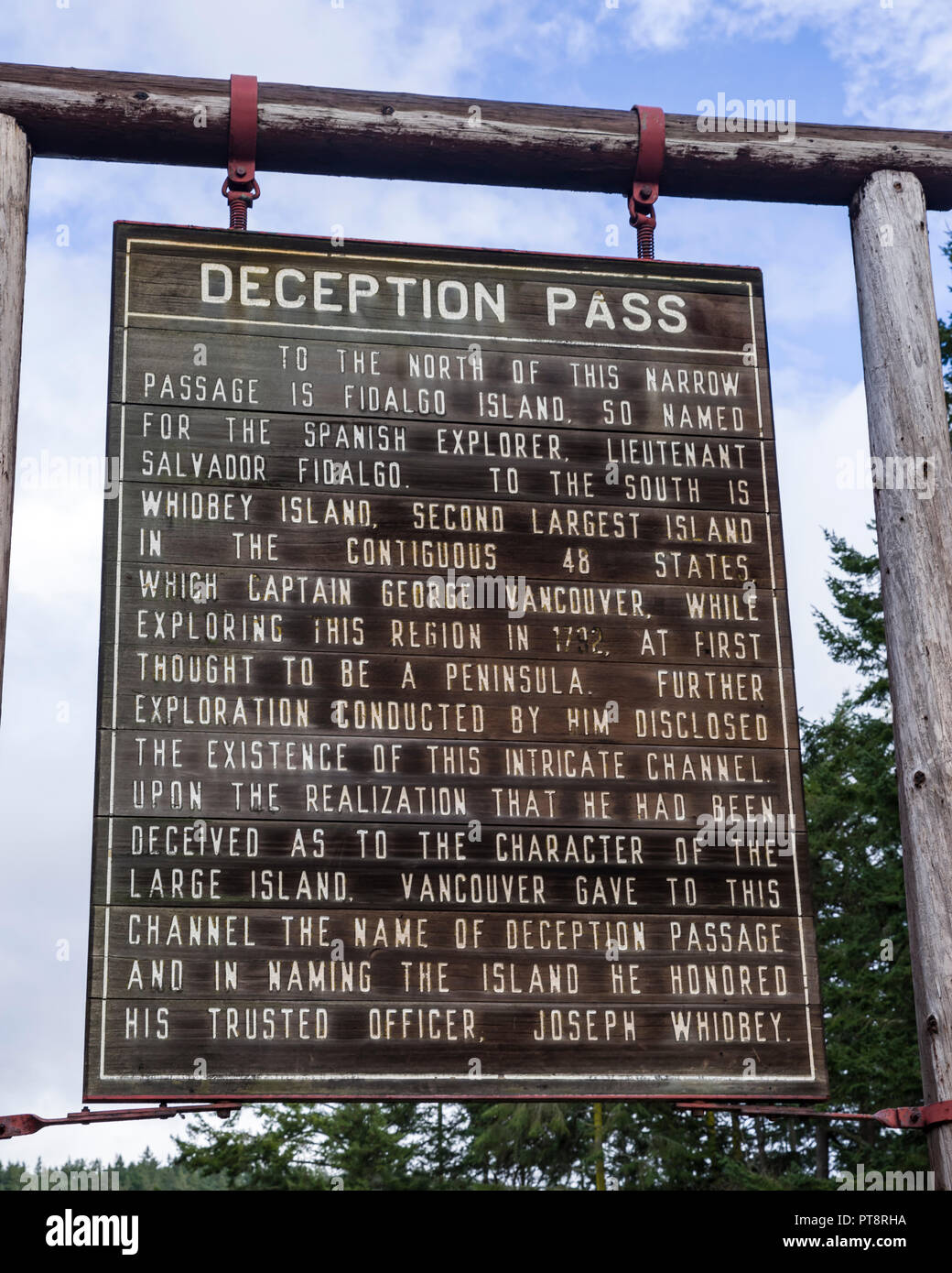 Informationen Zeichen an Deception Pass State Park auf Whidbey Island, Washington Stockfoto