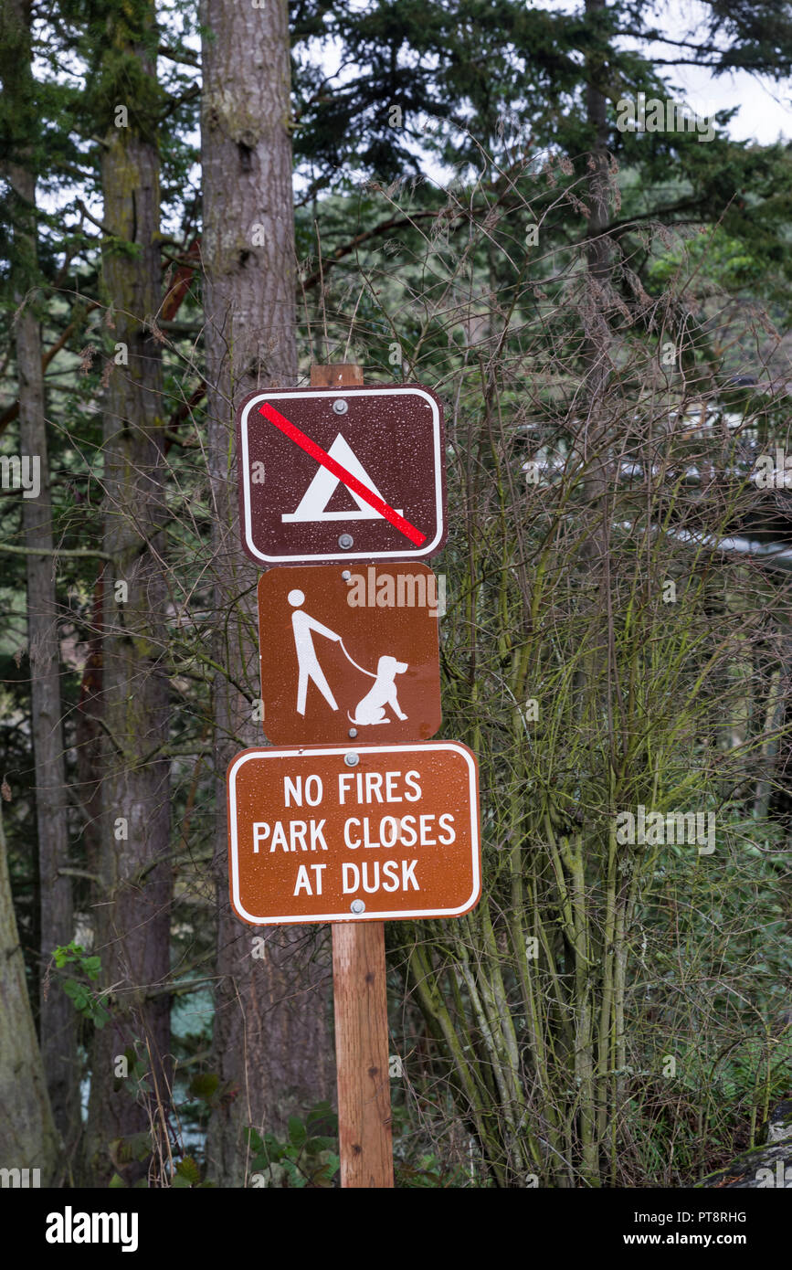 Keine camping Anmelden bei Deception Pass Washington State Park auf Whidbey Island, Washington Stockfoto