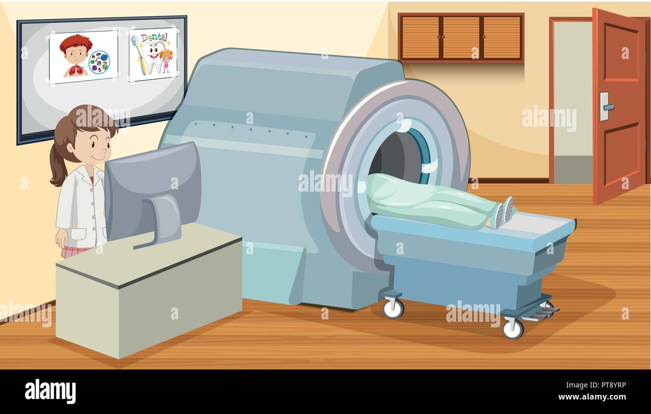 MRI am Krankenhaus Abbildung Scan Stock Vektor