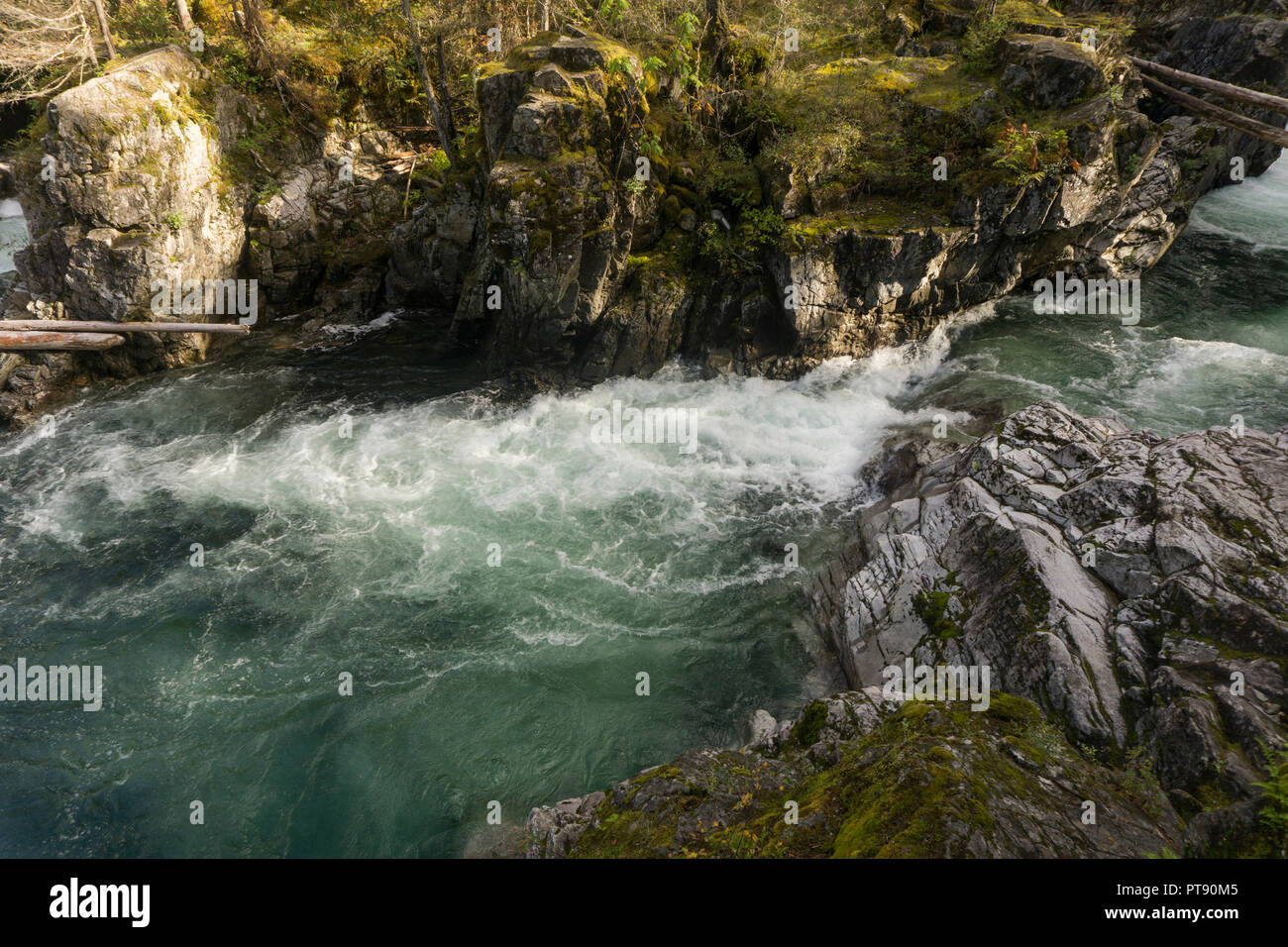 Blick auf Little Qualicum Falls auf Vancouver Island, Kanada Stockfoto