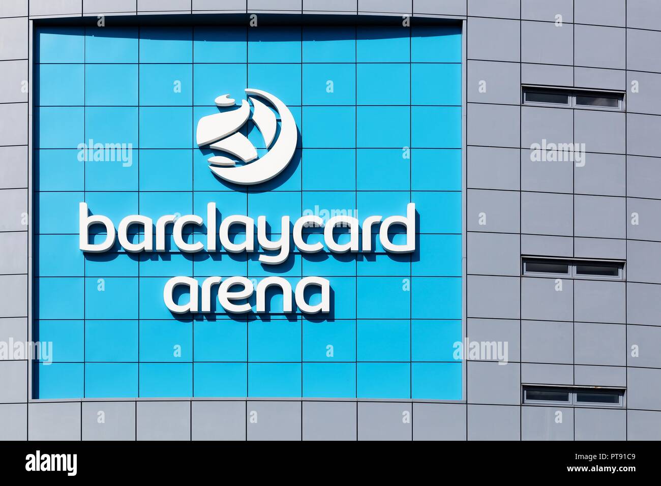 Hamburg, Deutschland - 1 September, 2018: Die barclaycard Arena ist eine multifunktionale Arena in Hamburg, Deutschland. Das im Jahr 2002 eröffnet. Stockfoto