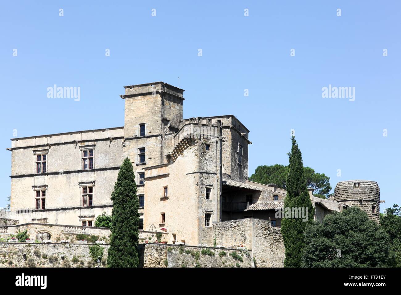 Blick auf das Schloss von Avignon in der Provence, Frankreich Stockfoto