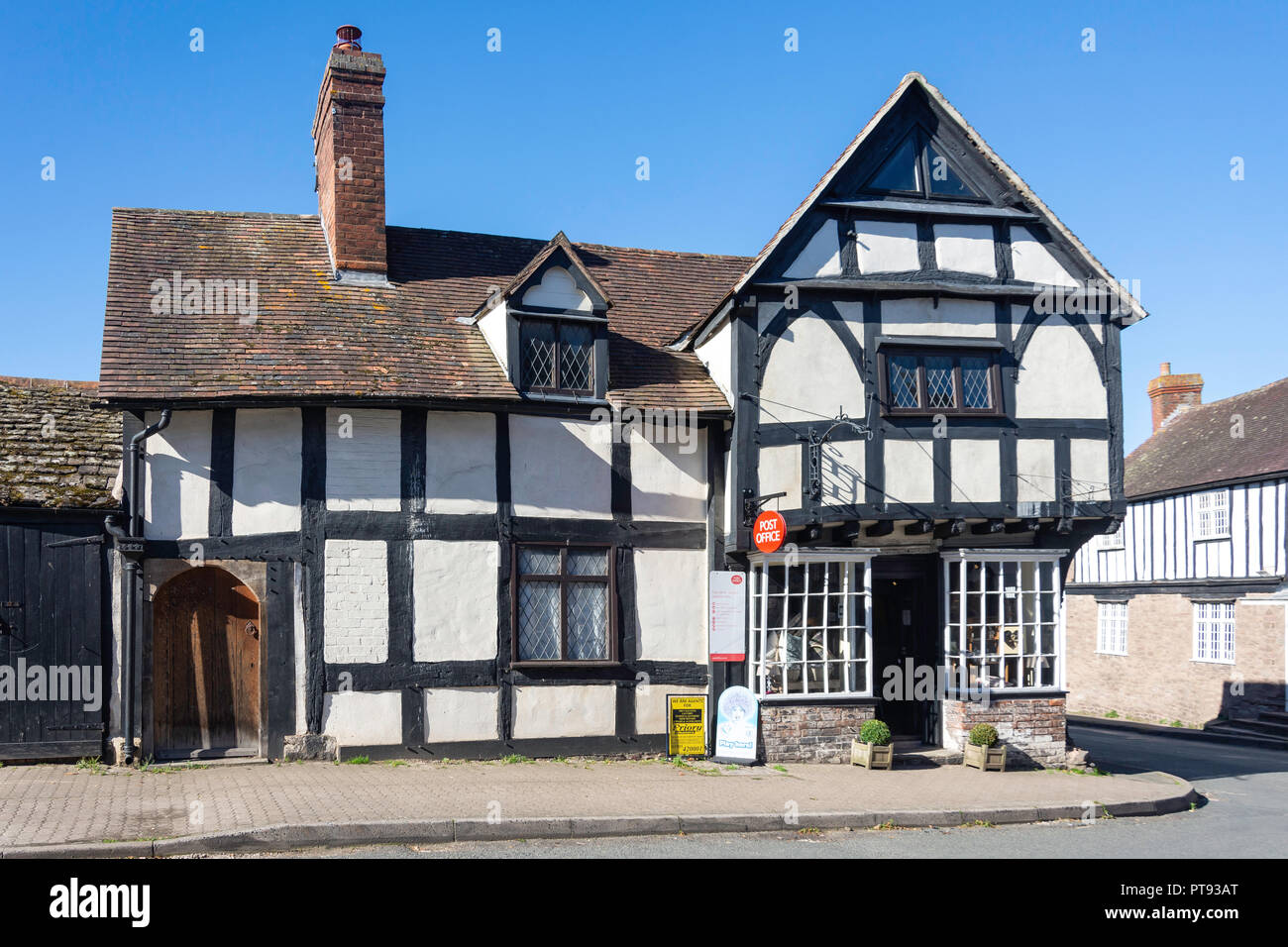 Alte "schwarz und weiß" bauen, Hohe Straße, Weobley, Herefordshire, England, Vereinigtes Königreich Stockfoto