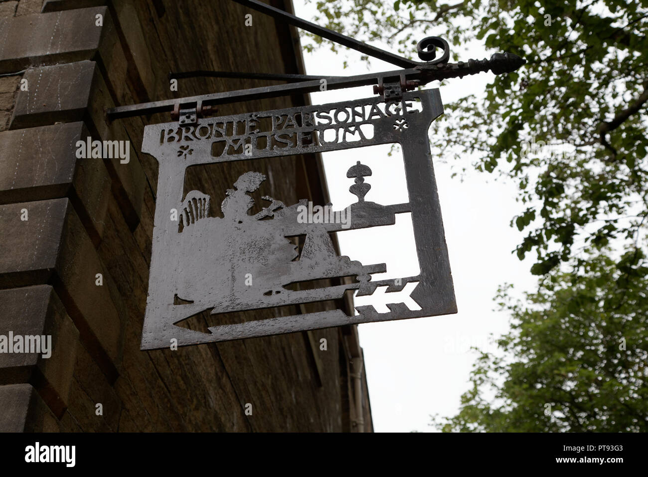 Zeichen bezeichnet die Bronte Parsonage Museum, Haworth, West Yorkshire Stockfoto