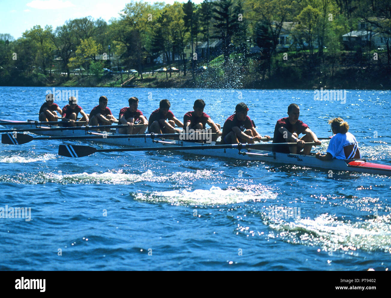 Ein crewing Team unterwegs in Worcester, Massachusetts, USA Stockfoto