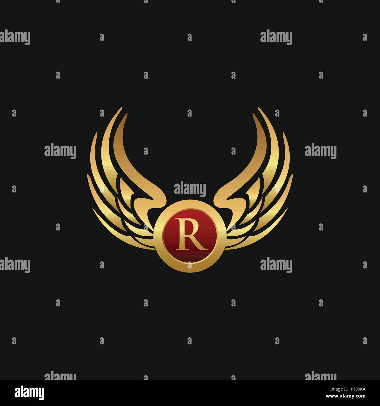 Luxus Buchstabe R Emblem Flugel Logo Design Konzept Vorlage Stock Vektorgrafik Alamy