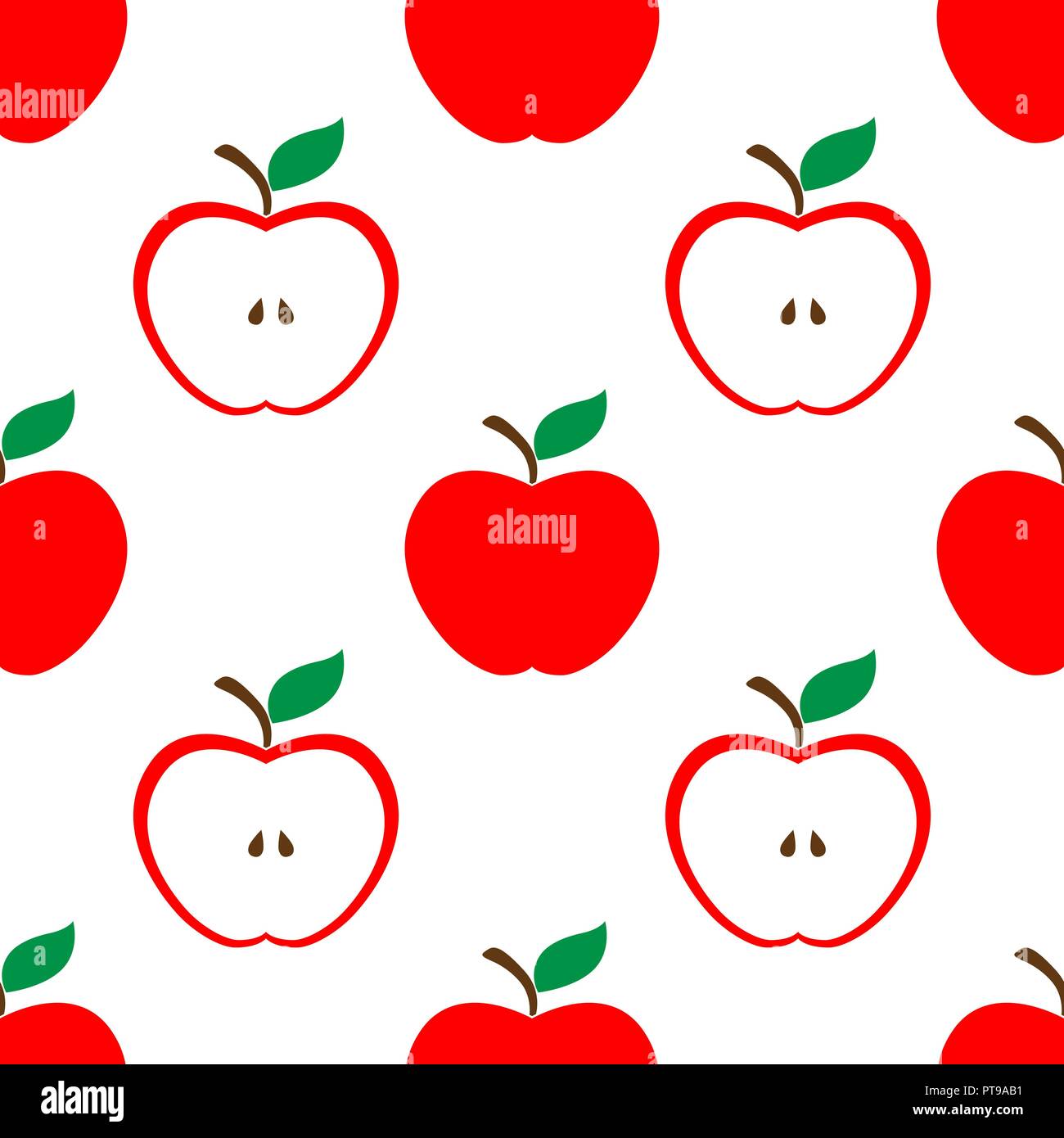 Apple und die Hälfte rot nahtlose Muster Hintergrund Stock Vektor
