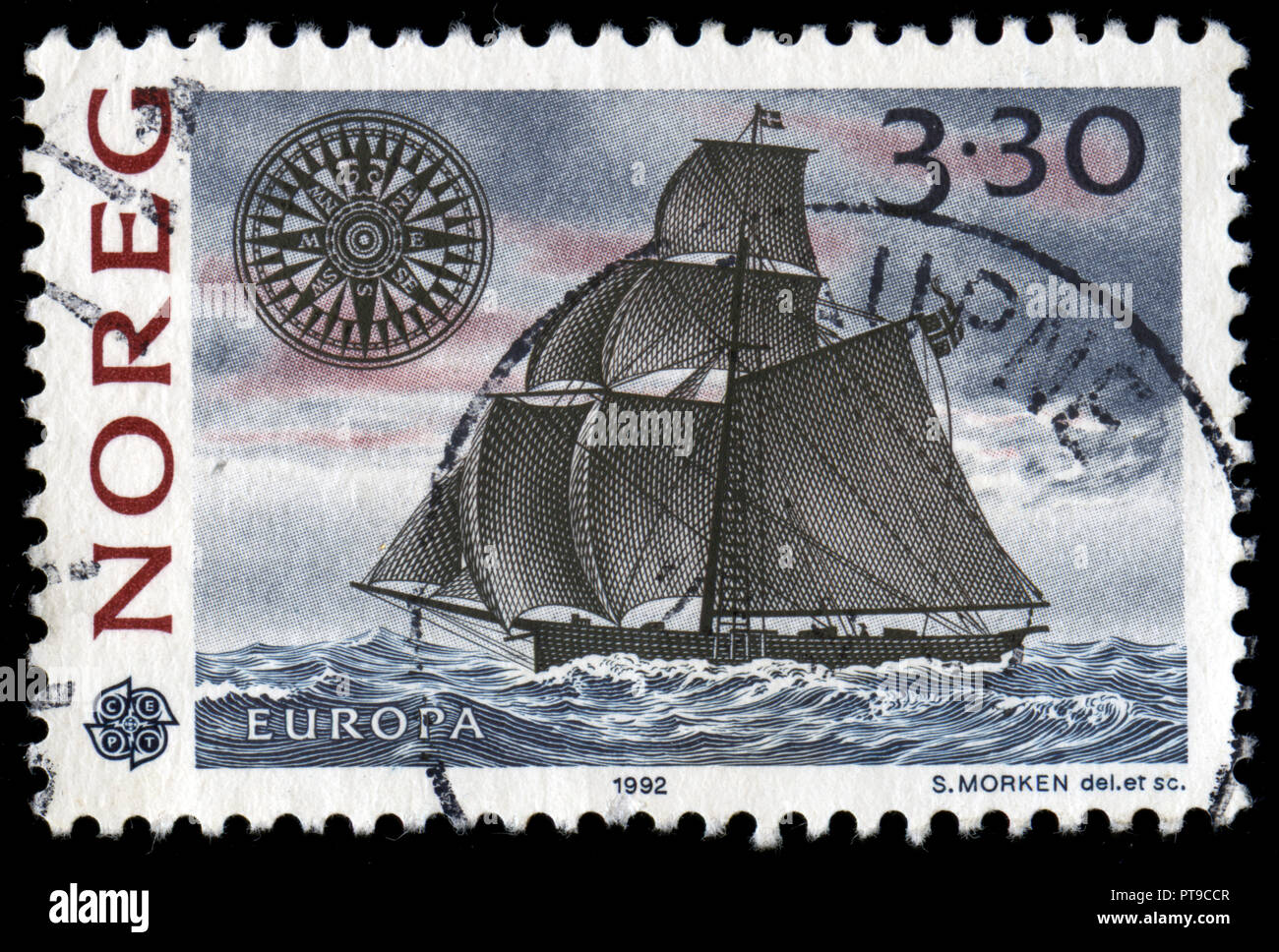 Poststempel Stempel aus Norwegen im Europa (C.E.P.T.) in der Serie 1992 Stockfoto