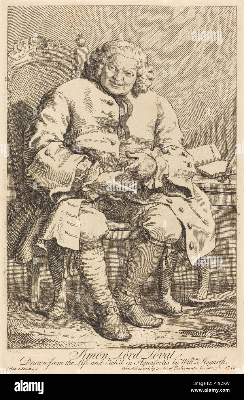 Simon Lord Lovat. Stand: 1746. Medium: Radierung. Museum: Nationalgalerie, Washington DC. Autor: William Hogarth. Stockfoto