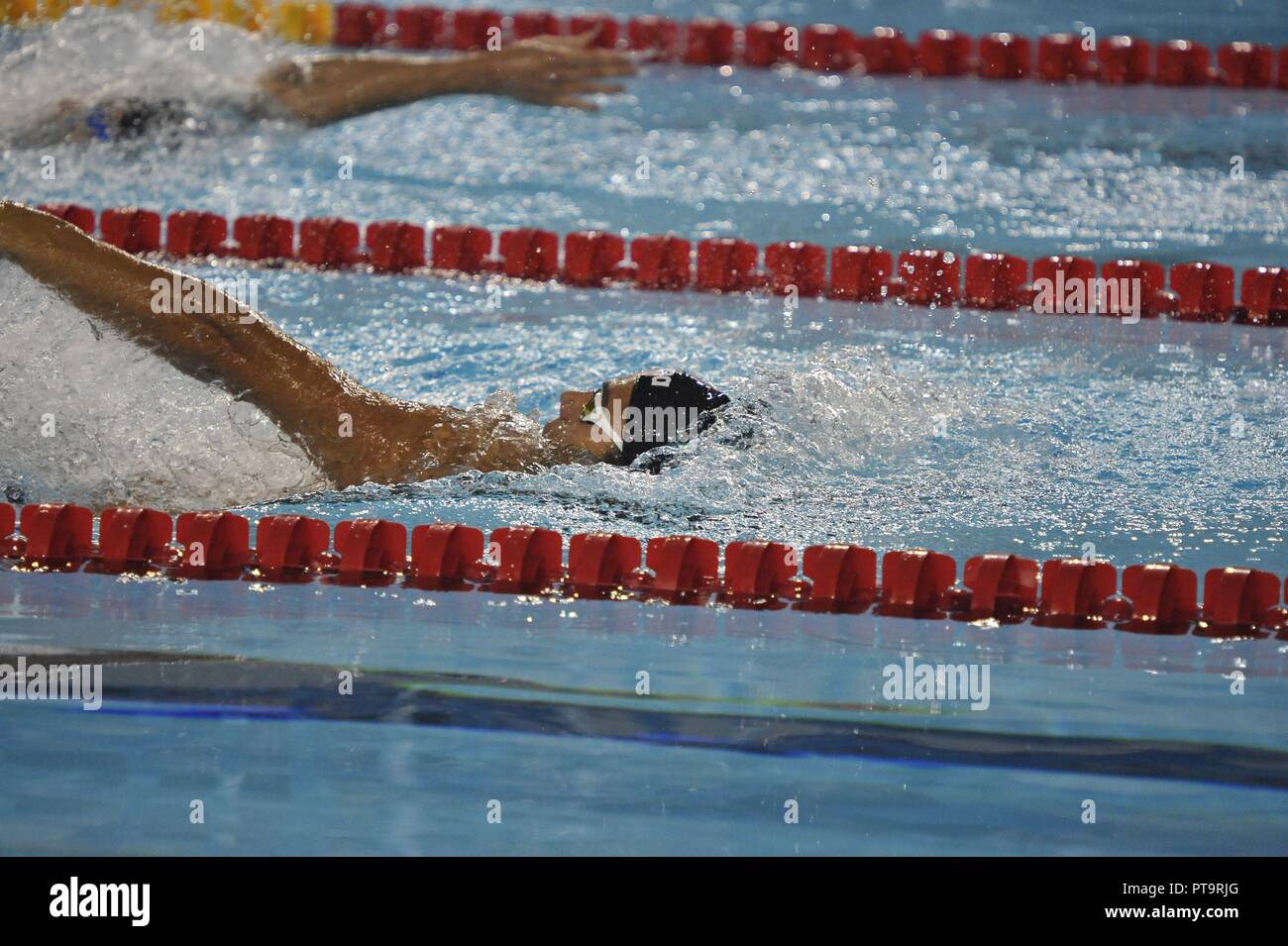 Oktober 7, 2018 - Buenos Aires, Buenos Aires, Argentinien - THOMAS CECCON Italiens konkurriert während der Männer 100 m Ruecken Wettbewerb am Tag 1 der Buenos Aires 2018 Jugend Olympische Spiele Bei den Olympischen Park. (Bild: © patricio Murphy/ZUMA Draht) Stockfoto