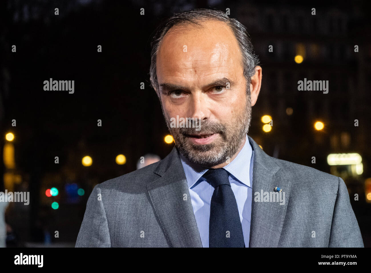 Lyon, Frankreich. 8. Okt 2018. Edouard Philippe Ministerpräsident und Minister des Innern unter Rhone Präfektur G6 Treffen in Lyon, Frankreich Quelle: FRANCK CHAPOLARD/Alamy leben Nachrichten Stockfoto