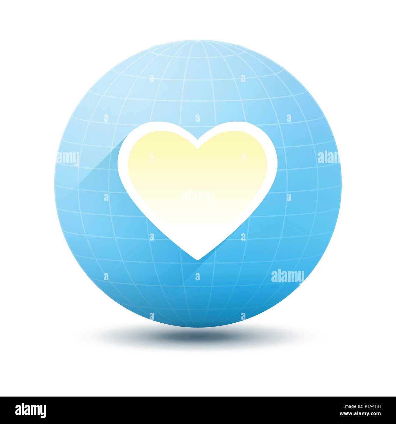 Runde Symbol mit Herz in Form der Welt. Liebe auf den Planeten und der Wunsch, es zu bewahren. Stock Vektor