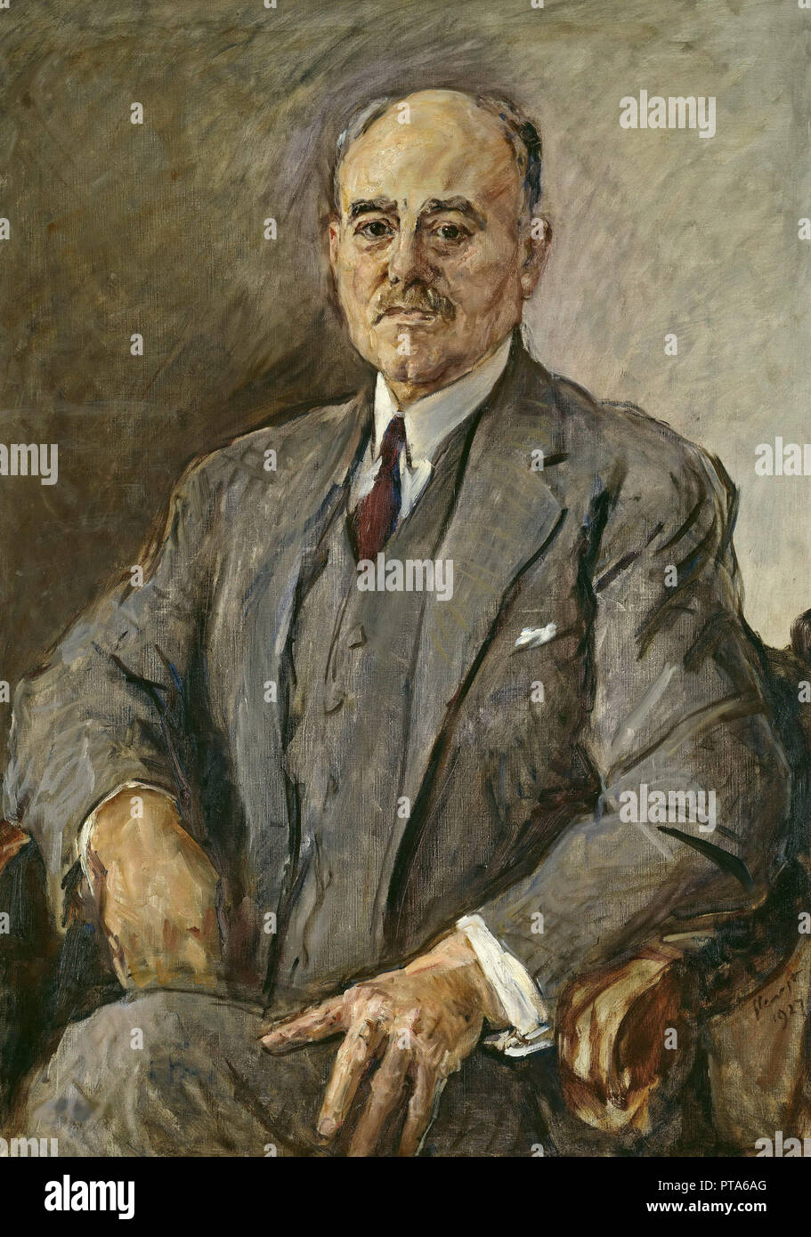Porträt von Hermann Sudermann (1857-1928), 1927. Schöpfer: Slevogt, Max (1868-1932). Stockfoto