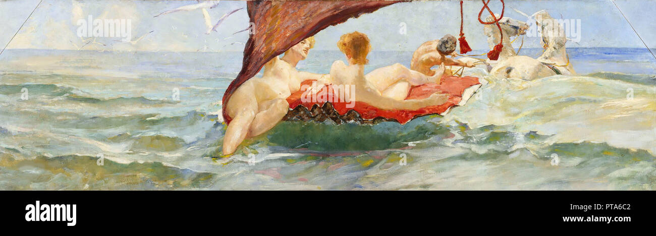 Venus in der Shell wagen. Ein Teil der Wand Dekoration der Villa Albers, 1884-1885. Schöpfer: Klinger, Max (1857-1920). Stockfoto