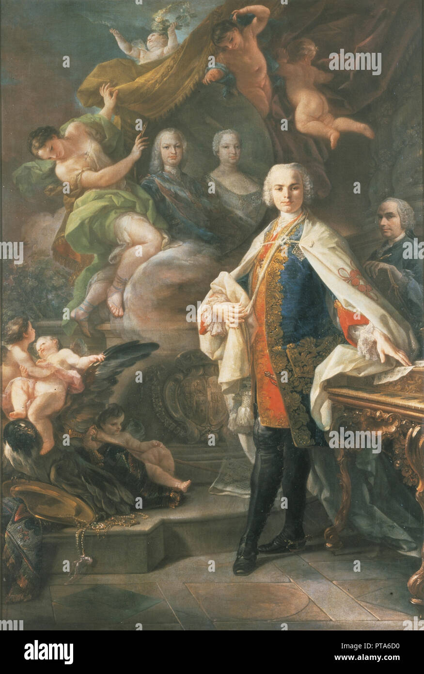 Porträt der Sängerin Farinelli (Carlo Broschi) (1705-1782), c 1753. Schöpfer: Giaquinto, Corrado (1703-1766). Stockfoto