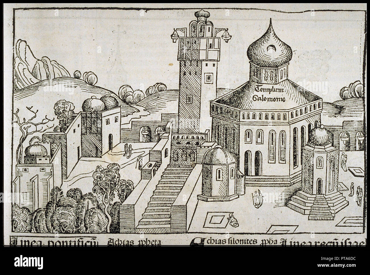 Templum Salomonie (aus der Schedel Chronik der Welt), ca 1493. Schöpfer: Michael Wolgemut (1434-1519). Stockfoto