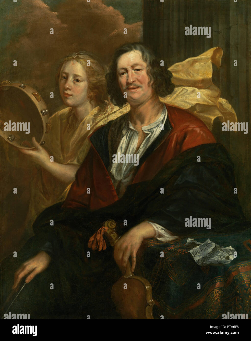 Portrait eines Musikers mit seiner Muse (Selbstbildnis?). Schöpfer: Jordaens, Jacob (1593-1678). Stockfoto