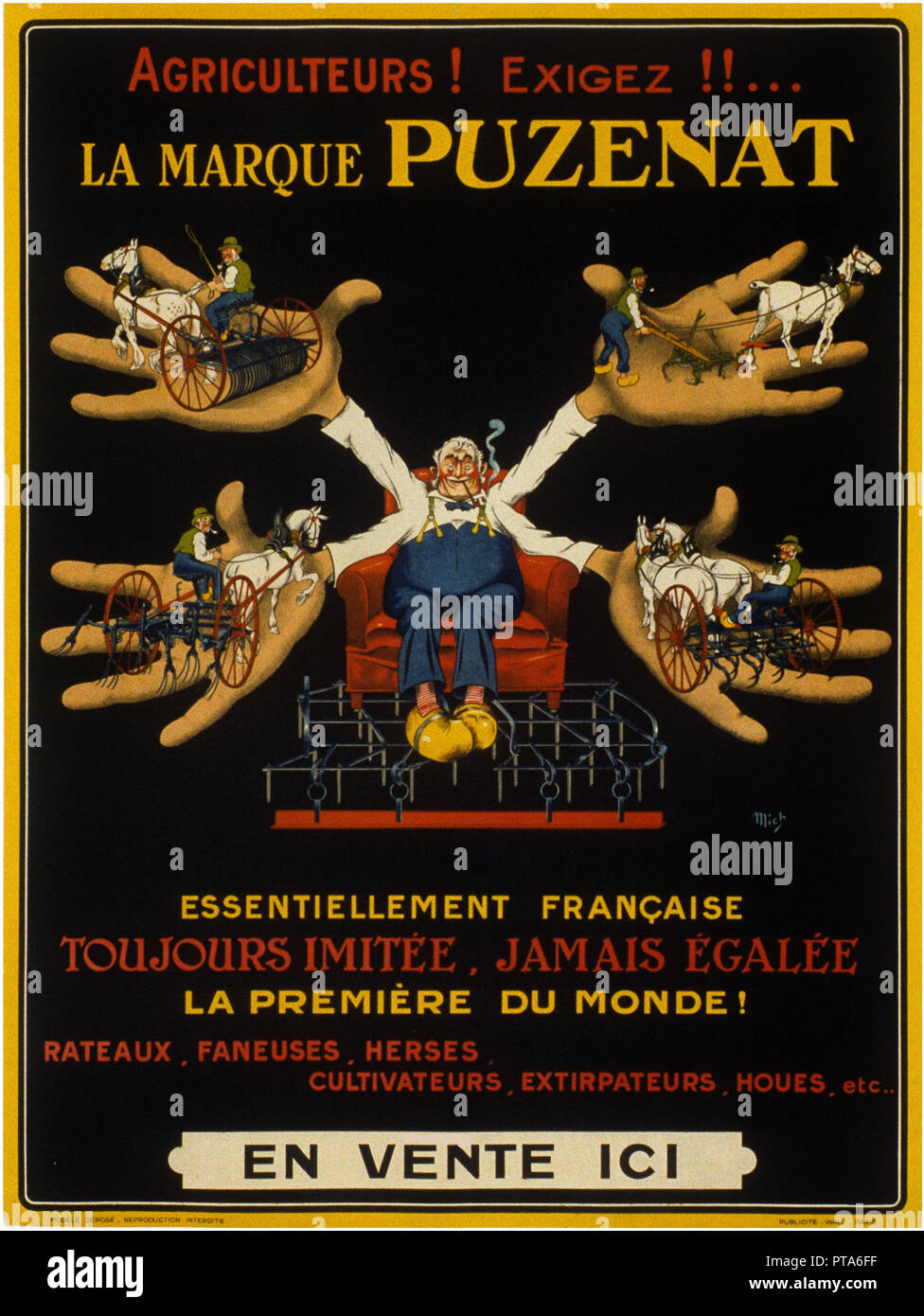 Agriculteurs! Exigez!!... la marque Puzenat essentiellement Française. Schöpfer: 23.38.39 (Jean-Marie Michel Liebeaux) (1881-1923). Stockfoto