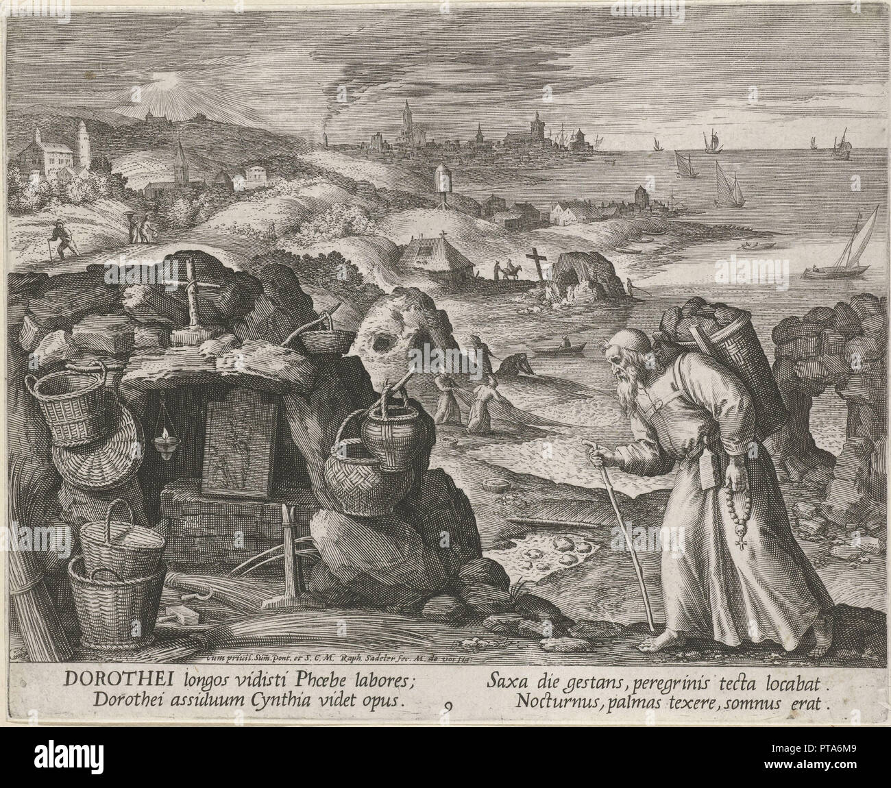 Saint Dorotheus von Gaza als Einsiedler, 1600. Schöpfer: Vos Maerten, de  (1532-1603 Stockfotografie - Alamy