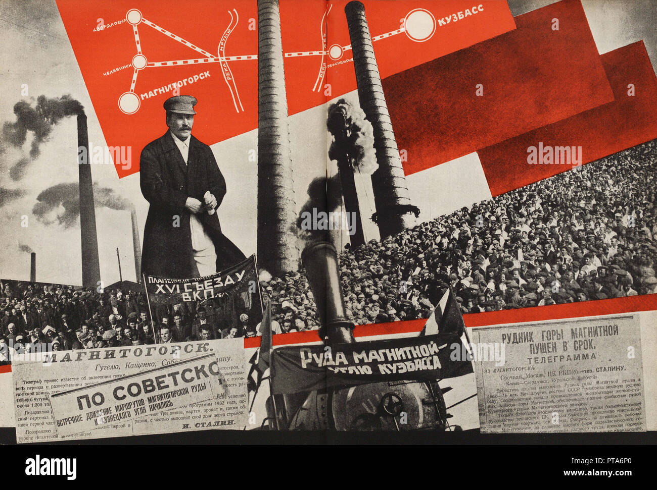 Magnitogorsk - Kuzbass. Abbildung aus der UDSSR baut Sozialismus, 1933. Schöpfer: Lissitzky, El (1890-1941). Stockfoto