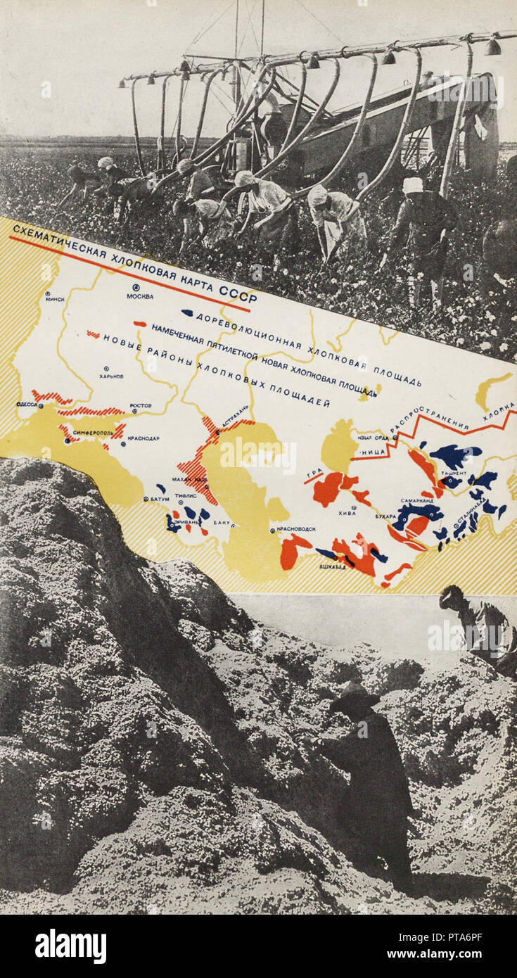 Baumwolle Zucht. Abbildung aus der UDSSR baut Sozialismus, 1933. Schöpfer: Lissitzky, El (1890-1941). Stockfoto