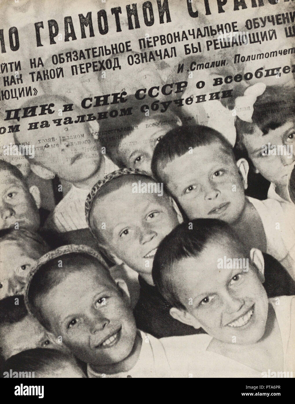 Allgemeine Grundbildung. Abbildung aus der UDSSR baut Sozialismus, 1933. Schöpfer: Lissitzky, El (1890-1941). Stockfoto