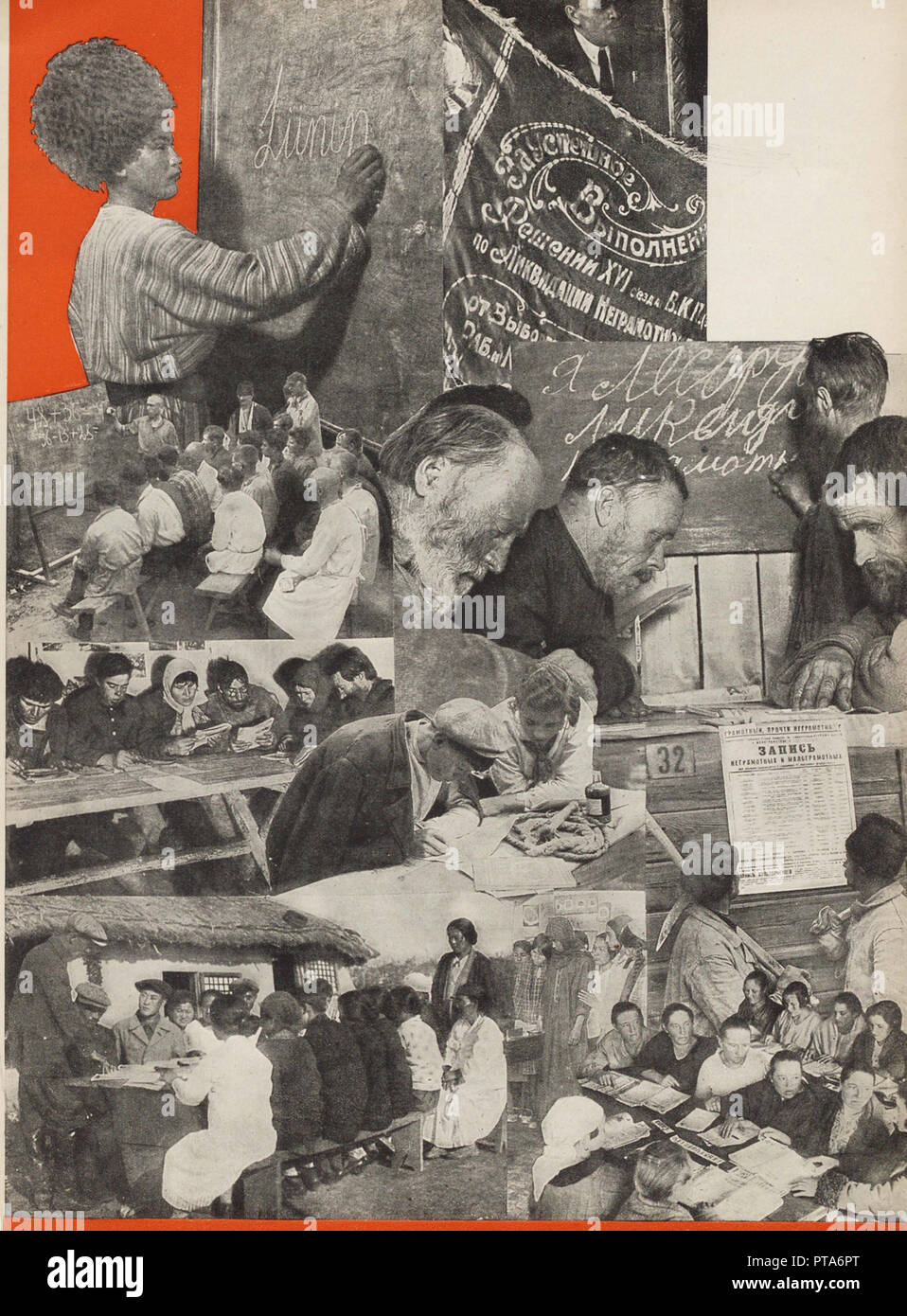 Der Kampf gegen den Analphabetismus. Abbildung aus der UDSSR baut Sozialismus, 1933. Schöpfer: Lissitzky, El (1890-1941). Stockfoto
