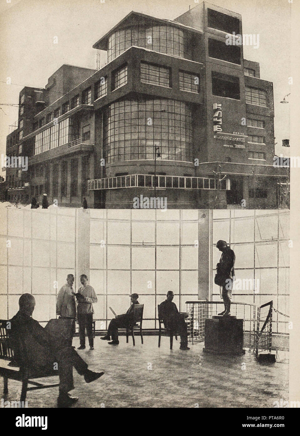 Die Zuyev Arbeiterclubs in Moskau. Abbildung aus der UDSSR baut Sozialismus, 1933. Schöpfer: Lissitzky, El (1890-1941). Stockfoto