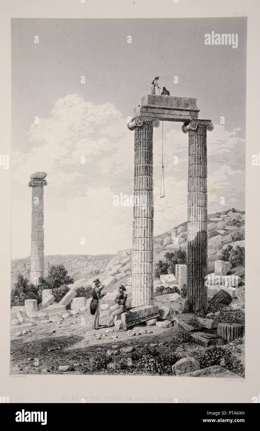 Die Ruinen der Tempel des Apollo Branchidae, Pub. 1863 (Lithographie). Schöpfer: English School (19. Jahrhundert). Stockfoto